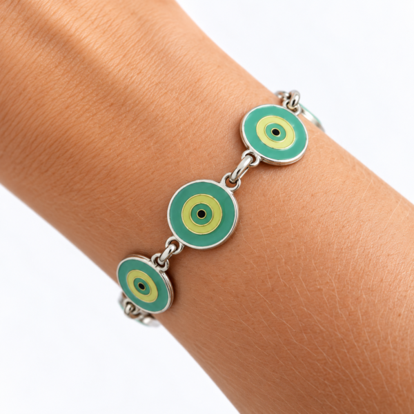 Pulseira de Olho Grego Prateada com Fecho Ímã — 4 Modelos