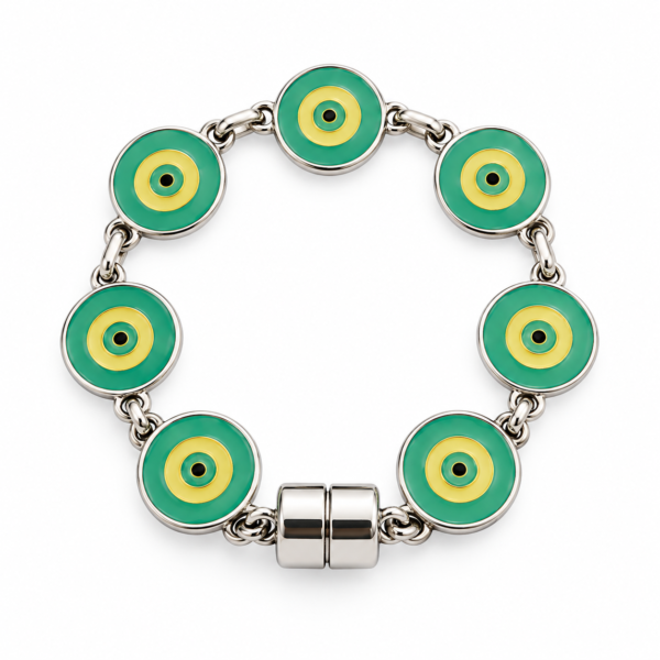 Pulseira de Olho Grego Prateada com Fecho Ímã — 4 Modelos