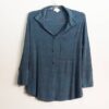 Camisa Feminina Tradicional Manga 3/4 Morcego Poliester Elastano Azul e Cinza