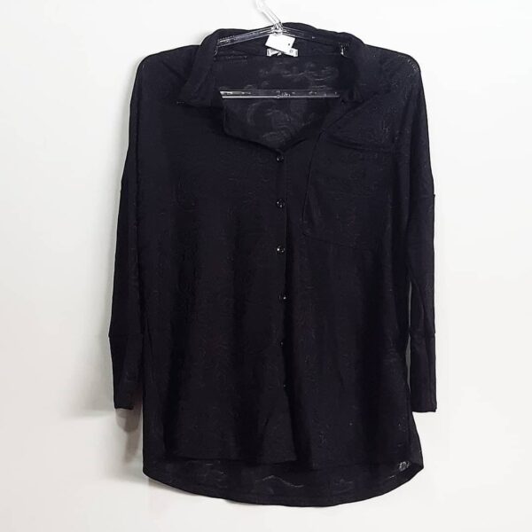 Camisa Feminina Tradicional Manga 3/4 Morcego Viscose Elastano Preta