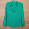 Camisa Feminina Tradicional Manga Longa Viscose Verde Turquesa