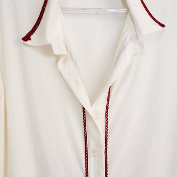 Camisa Feminina Tradicional Passamanaria Marsalla Manga Longa Viscose Off-white