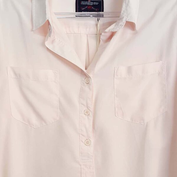 Camisa Feminina Tradicional Manga Longa Tencel Rosa Bebê