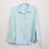 Camisa Feminina Tradicional Manga Longa Viscolinho Azul Turquesa