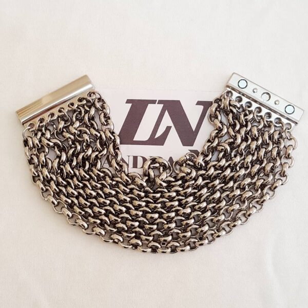 Pulseira 7 Voltas Elo Português-106 Corrente Aço Banho Galvânico Fecho Ímã