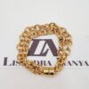 8139h Conjunto Colar Tibetano Caquinho Azul + Pulseira Elo Cadeado-22 Banho Ouro