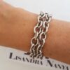 Conjunto Colar Tibetano Caquinho Branco + Pulseira Elo Cadeado-22