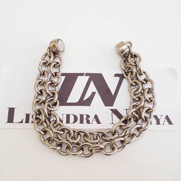Conjunto Colar Tibetano Caquinho Branco + Pulseira Elo Cadeado-22