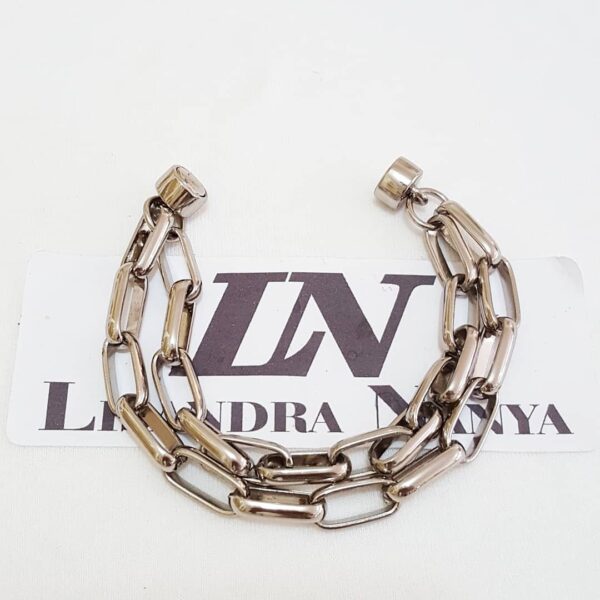 Conjunto Colar Tibetano Caquinho Branco + Pulseira Elo Retangular-24