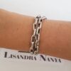 Conjunto Colar Tibetano Caquinho Branco + Pulseira Elo Retangular-129