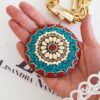 Conjunto Colar e Pulseira Tibetanos Caquinho Cerâmica Turquesa