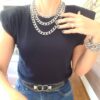 Colar Choker Elo Grumet-317 Corrente Aço Banho Prateado Elos Grandes 