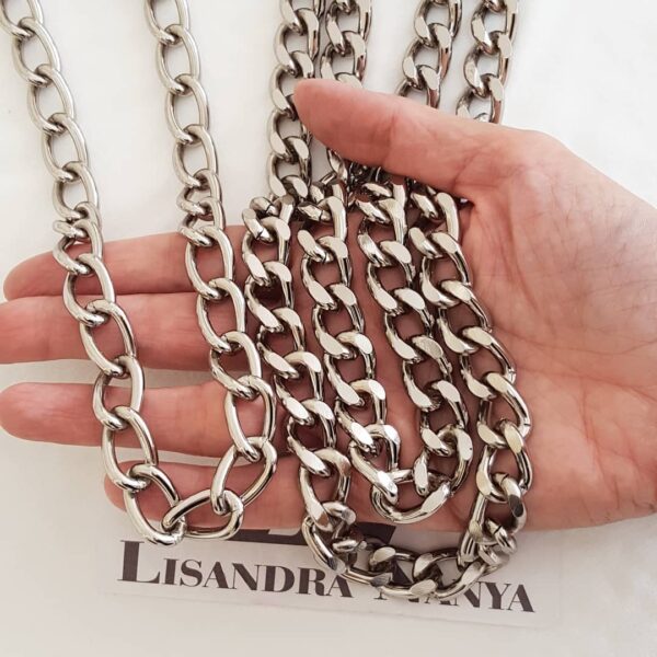 Conjunto Colar Choker + Colar Médio 2 Voltas Corrente Aço Banho Prateado