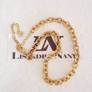 Colar Choker Elo Cadeado-22 Grande Banho Ouro Corrente Aço 