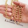 Conjunto Banho Ouro Colar Choker + Colar Coração Correntes Aço