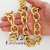 Conjunto Colar e Pulseira Elo Redondo Gigante Banho Ouro