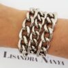 Conjunto Colar Elo Grumet-168 Diamantado + 3 Pulseiras Corrente Aço