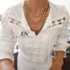 Colar Choker Banho Ouro Elo Português-145 Corrente Aço Fecho Mosquete