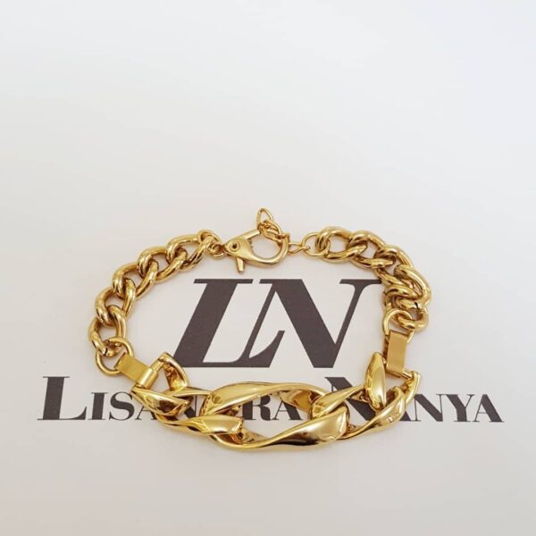 Conjunto 3 Pulseiras Elos Grandes 1 Volta Banho Ouro Corrente Aço Fecho Ímã