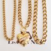 Conjunto 3 Colares Banho Ouro Choker Curto Coração Médio Elos Grandes