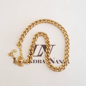 Colar Choker Elo Grumet-98 Banho Ouro Corrente Aço Fecho Mosquete