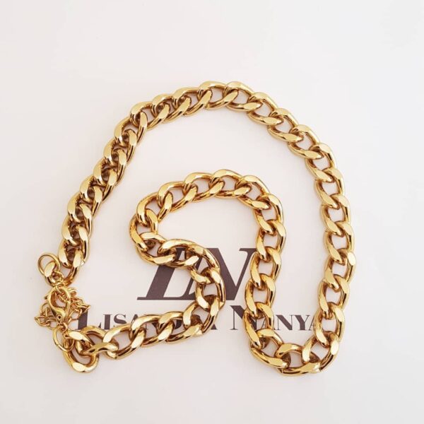 Conjunto 3 Colares Banho Ouro Choker Curto Coração Médio Elos Grandes