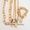 Conjunto Banho Ouro 3 Colares Pingentes + Pulseira Cadeado Strass