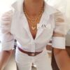 Conjunto 3 Colares Banho Ouro Coração Elos Grandes Corrente Aço