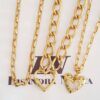 Conjunto 3 Colares Banho Ouro Coração Elos Grandes Corrente Aço