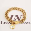 Conjunto 5 Pulseiras Pingentes Flores Escritos Banho Ouro Corrente Aço
