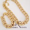 Conjunto Dourado de Colar Choker (38cm) Elo Metal Trabalhado Banho Ouro com Pulseira (18cm)