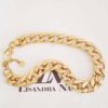 Conjunto Dourado de Colar Choker (38cm) Elo Metal Trabalhado Banho Ouro com Pulseira (18cm)