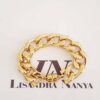 Conjunto Dourado de Colar Choker (38cm) Elo Metal Trabalhado Banho Ouro com Pulseira (18cm)