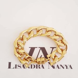 Pulseira Elo Conectável Grumet Gigante Trabalhado Banho Ouro