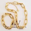 Conjunto Dourado Pulseira + Colar Curto Corrente Metal Banho Ouro Elo Oval Grande