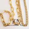 Conjunto Dourado 2 Colares + 1 Pulseira Conjunto Dourado 2 Colares + 1 Pulseira Corrente Metal Banho Ouro Elos Grandes