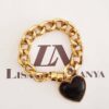 Conjunto 4 Pulseiras Banho Ouro Coração Bolsa Salto Trevo Corrente Aço