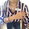 Conjunto Prateado 3 Colares + 1 Pulseira (8308) Colar Coração Fechadura Elo Grumet-117 Corrente Aço Banho Prateado