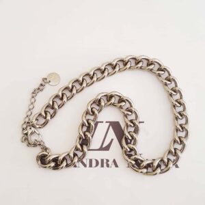 Colar Choker Elo Grumet-117 Corrente Aço Banho Prateado