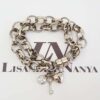 Conjunto 3 Pulseiras Pingentes Moda Corrente Aço Elos Grandes Banho Galvânico