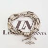 Conjunto 3 Pulseiras Pingentes Moda Corrente Aço Elos Grandes Banho Galvânico