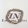 8312d Pulseira Prateada Corrente Aço Elo Português-106 Fecho Ímã