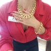 Conjunto 2 Colares Elo Grande Trabalhado Banho Ouro Desconectável