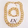 Conjunto 2 Colares Elo Grande Trabalhado Banho Ouro Desconectável