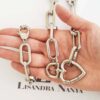 Conjunto Colar + Pulseira Combinando Elo Grande Oval Banho Galvânico Prateado