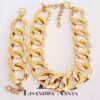 Conjunto Banho Ouro Colar + Pulseira Elos Mega Gigantes Fecho Mosquete