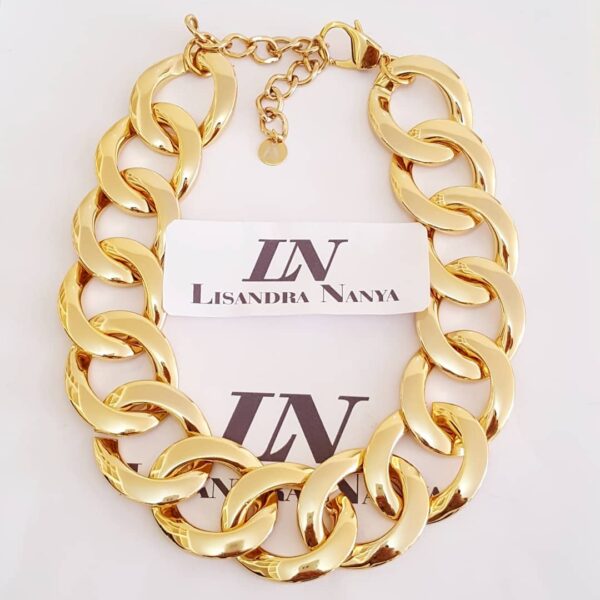 Conjunto Banho Ouro Colar + Pulseira Elos Mega Gigantes Fecho Mosquete