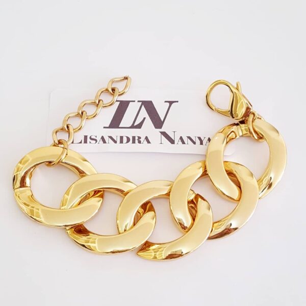Conjunto Banho Ouro Colar + Pulseira Elos Mega Gigantes Fecho Mosquete