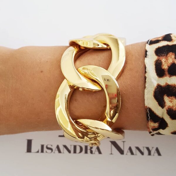 Conjunto Banho Ouro Colar + Pulseira Elos Mega Gigantes Fecho Mosquete