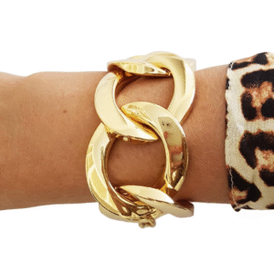 Pulseira Dourada Tradicional Elo Mega Fecho Mosquete 18cm
